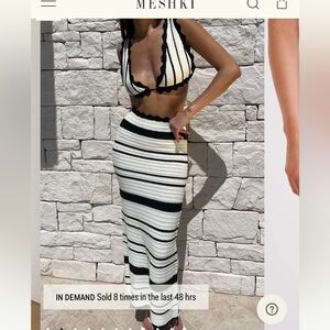 Black and White Striped Knit Skirt + Top